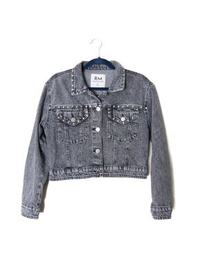 Rebecca Minkoff Black Wash Grey Studded Jean Jacket